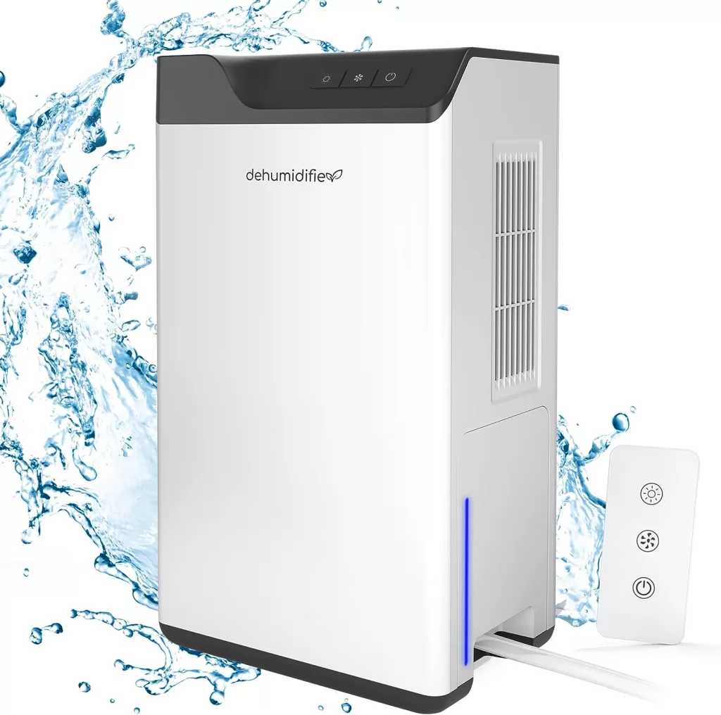Dehumidifiers for Home - Kitette Dual Semiconductor Dehumidifier for Bathroom Basement Up to 540 sq.ft with 60oz Watertank, Dehumidifier with 1.5m Drain Hose, Auto Defrost and Intelligent Humidity Control
