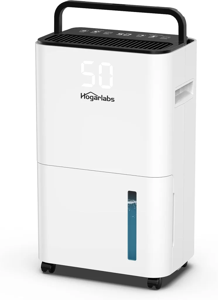 HOGARLABS 2000 Sq. Ft 25 Pint Dehumidifier for Home Basements Bathroom Bedroom RV | Dehumidifiers with Drain Hose for Medium to Large Room | Intelligent Humidity Control | Dry Clothes Mode | Quiet Energy Efficient
