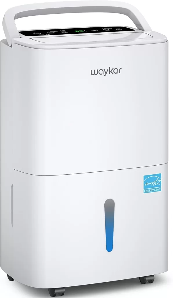 Waykar 80 Pints Energy Star Home Dehumidifier for Spaces up to 5,000 Sq. Ft at Home, in Basements and Large Rooms with Drain Hose, Handle, Auto Defrost and Self-Drying.