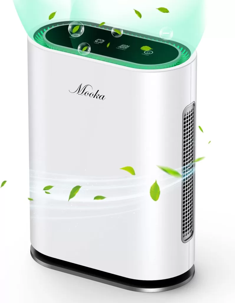 Mooka True HEPA Air Purifiers for Home Large Room, Up to 2,000 ft², Air Purifier for Bedroom with Air Quality Sensor, Timer, Child Lock, Air Cleaner for Pet Danders, Dust, Smoke, Odor